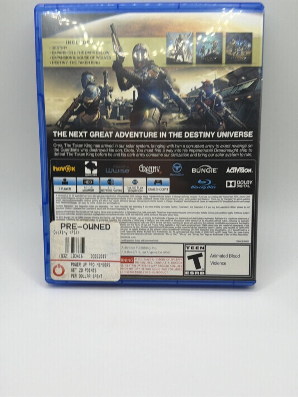 Activision Destiny Taken King Legendary Shooter PS4 NTSC-U/C T 2015 Manual Mult…